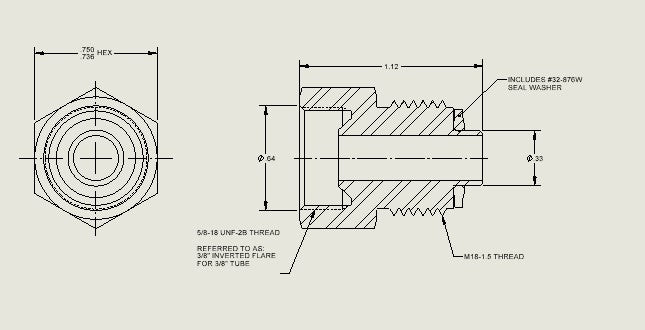 Transmission Cooler Adapter Fitting M18-1.5 to 3/8